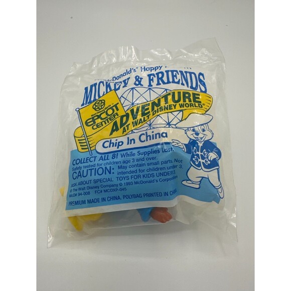 1993 McDonald’s Mickey & Friends EPCOT Chip in China Toy Sealed - Picture 1 of 9